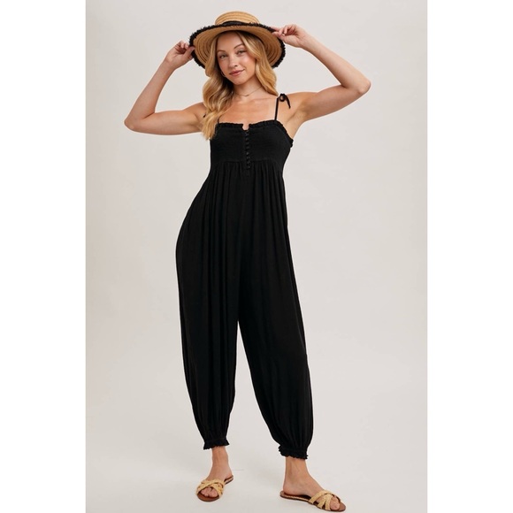 Bluivy Pants - Gauze Smocked Jumpsuit